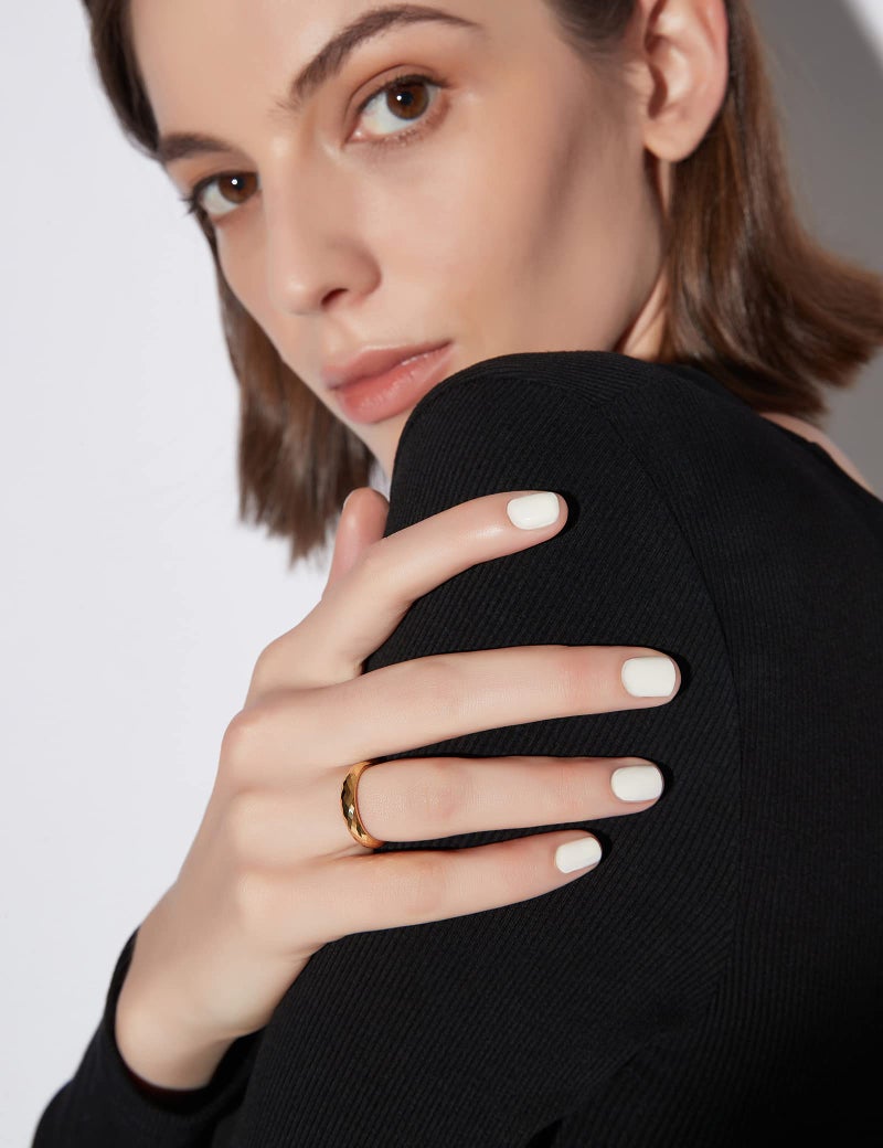 Greenpod 4MM Gold Tungsten Wedding Band for Women Faceted Edge Dome Polished Engagement Rings Size 7 - Image 5