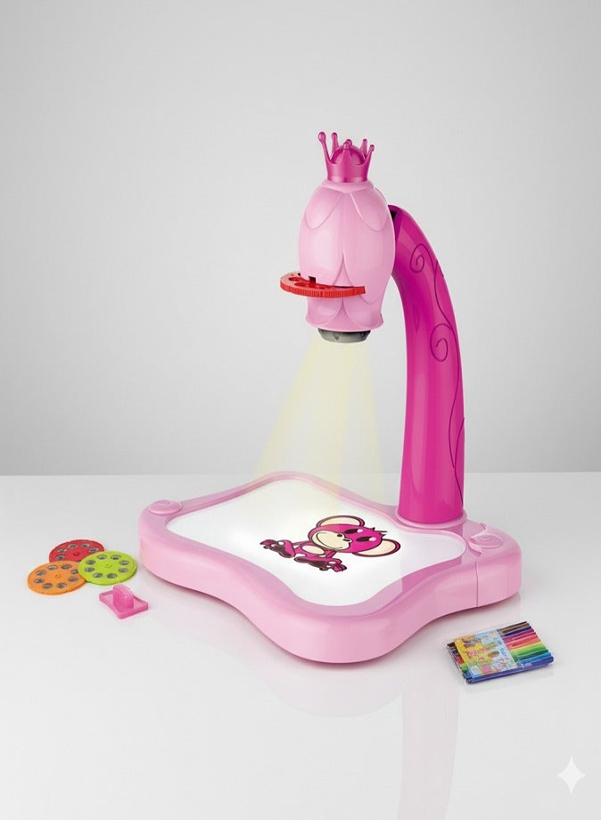 Kids Drawing Projector Table, Adjustable Rotating Painting Toy, Smart Learning Desk, Educational Art Projector with Music, Trace and Draw Playset with 1 Book, 3 Slides, 12 Colour Markers, 24 Patterns, Birthday Gift for Boys Girls Toddler - Image 1