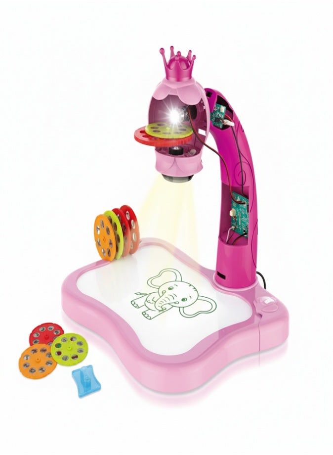 Kids Drawing Projector Table, Adjustable Rotating Painting Toy, Smart Learning Desk, Educational Art Projector with Music, Trace and Draw Playset with 1 Book, 3 Slides, 12 Colour Markers, 24 Patterns, Birthday Gift for Boys Girls Toddler - Image 4