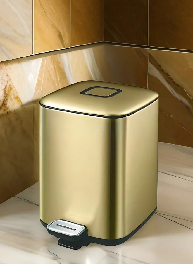 EKO REGENT SERIES | Brushed Stainless Steel Finish | Soft-Closing | Fingerprint-Resistant | Pedal Trash & Garbage Bin, Champagne Gold, 6 Liters  - Image 4