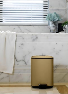 EKO REGENT SERIES | Brushed Stainless Steel Finish | Soft-Closing | Fingerprint-Resistant | Pedal Trash & Garbage Bin, Champagne Gold, 6 Liters  - Image 5
