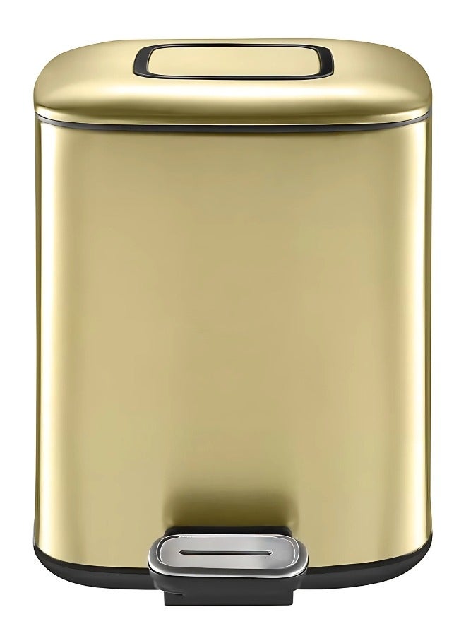 EKO REGENT SERIES | Brushed Stainless Steel Finish | Soft-Closing | Fingerprint-Resistant | Pedal Trash & Garbage Bin, Champagne Gold, 6 Liters  - Image 1
