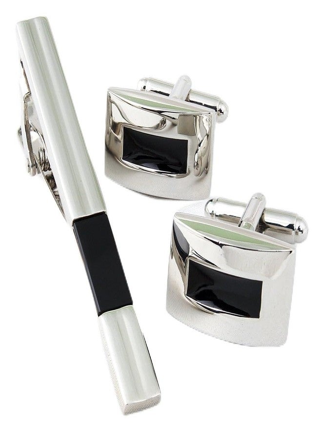 Peluche Sleek Beauty Silver Colored Cufflink and TiePin Set for Men - Image 1
