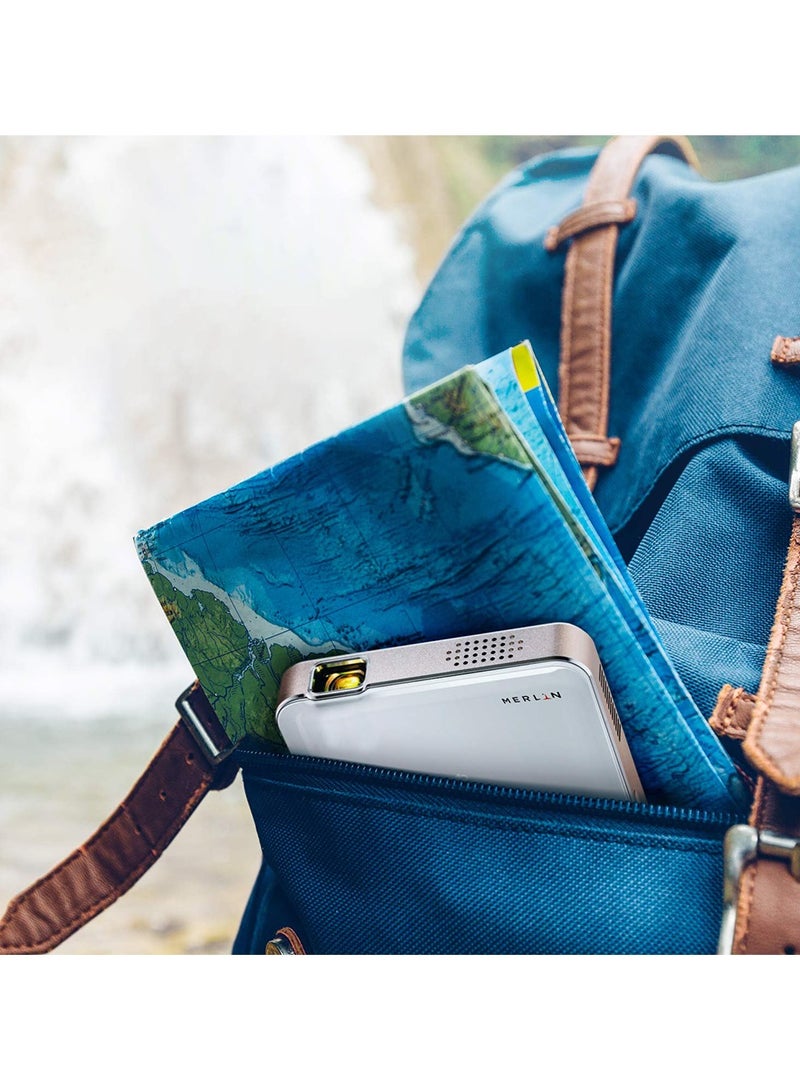 MERLIN Ultra Mini Wireless Projector | 1080P HD, DLP, Pocket Size, Built-in Speakers, Auto Keystone, Screen Mirroring, 120" Display, Portable, Rechargeable Battery 30000+ hrs Life Android Sticks - Image 3