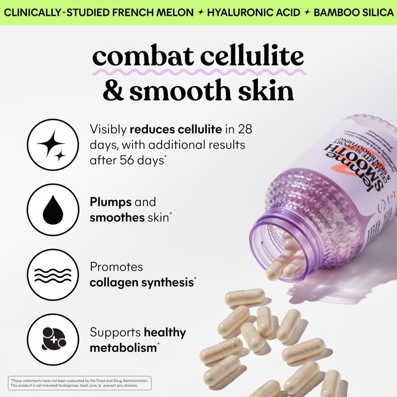 Lemme Smooth Anti Cellulite Capsules for Women, Smooth Legs & Thighs, Reduce Cellulite & Crepey Skin w/Clinically Studied SOD & Silica (1 Month Supply 30 ct) - Image 2