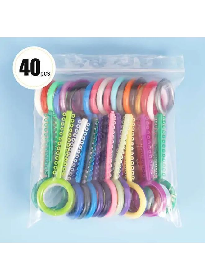 40 Pcs Colorful Transparent Key Shaped Dental Ligation Rings Dental Supplies - Image 1