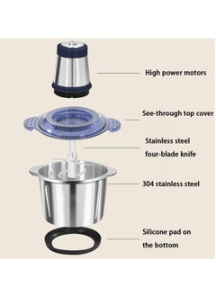 Arabest Electric Food Processor, Stainless Steel Meat Grinder with 4 Sharp Blades, Small Electric Food Chopper for Vegetables, Nuts and Fruits (2L)  - Image 5