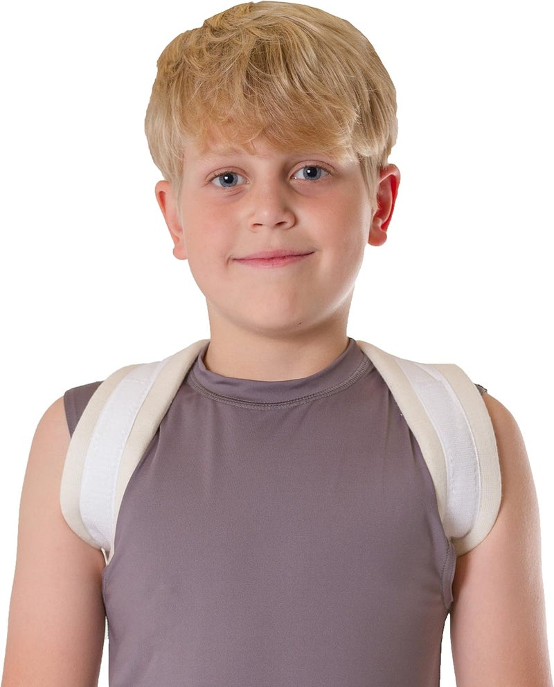 BraceAbility دعامة دعم الترقوة - دعامة ظهر علوية على شكل 8 لتصحيح الوضعية للنساء والرجال، مثبت للكتف، تخفيف انحناء الظهر، حمالة للإصابات والكسور (صغير) - Image 1