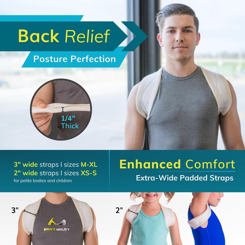 BraceAbility دعامة دعم الترقوة - دعامة ظهر علوية على شكل 8 لتصحيح الوضعية للنساء والرجال، مثبت للكتف، تخفيف انحناء الظهر، حمالة للإصابات والكسور (صغير) - Image 5