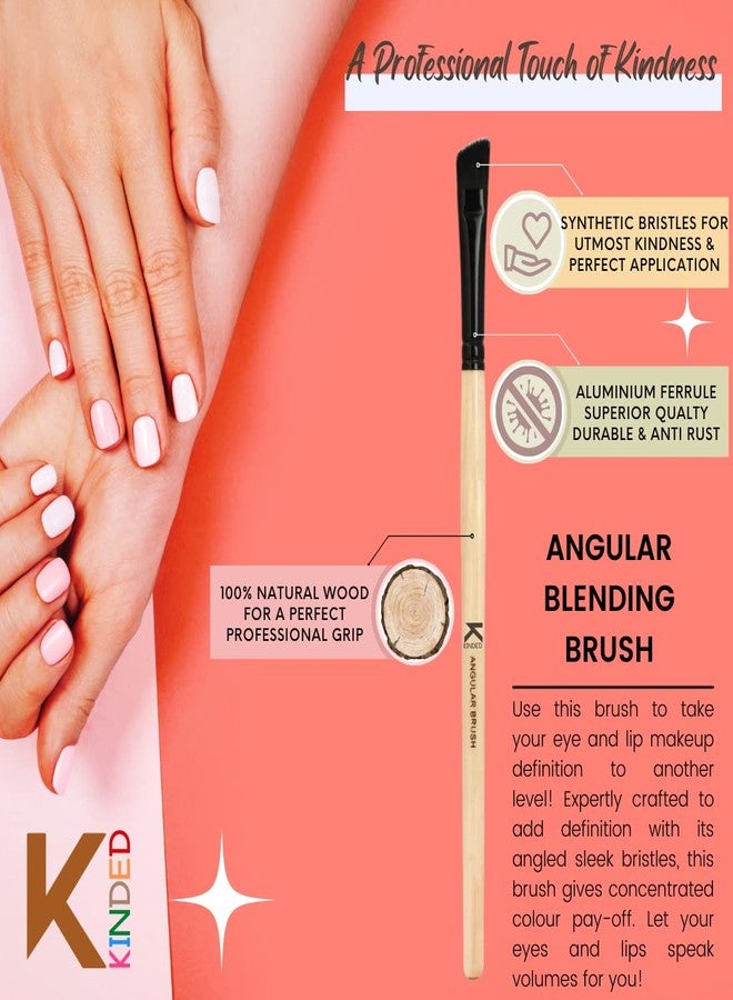 KINDED Angular Blending Eye Shadow and Eyebrow Makeup Brush Professional Series for Eyes Makeup Beauty with Smooth Soft Synthetic Hair Bristles Anti Rust Aluminium Ferrule Natural Wooden Handle Grip - Image 3