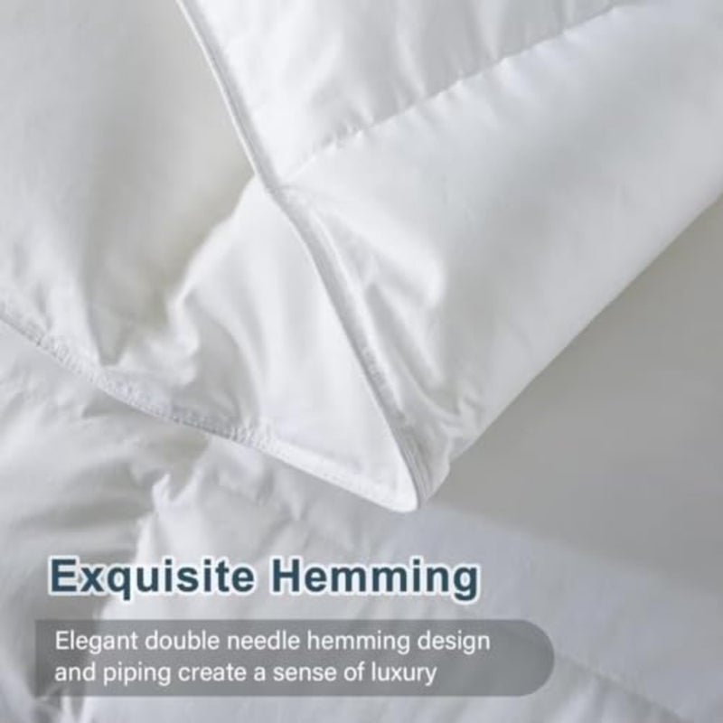 Feather Comforter, Filled with Feather and Down, Duvet Insert - Luxurious Hotel Collection Bed Blanket Comforter - 100% Cotton Shell - Size 102x90 Inch - Image 5
