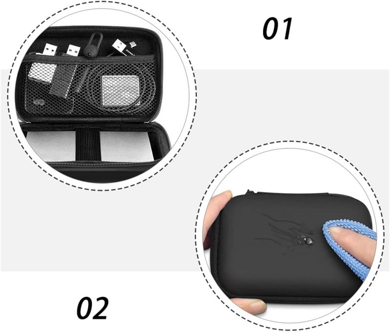 Operitacx 2pcs Shockproof Eva Hard Drive Cases and Electronics Accessories Organizer Bags for Travel, Portable Digital Accessory Pouches in Black 12x10x4cm - Image 3