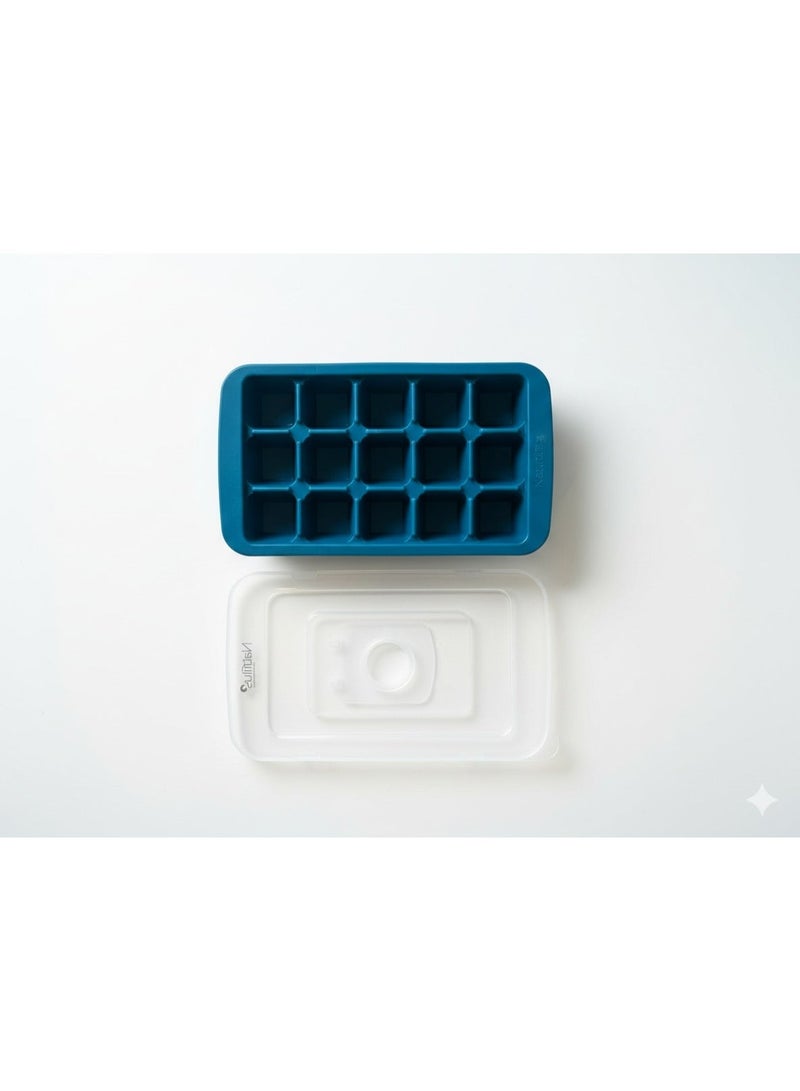 قالب مكعبات ثلج سيليكون مع غطاء - قالب تجميد مرن بـ 15 خانة للثلج والشوكولاتة والمشروبات - Image 1