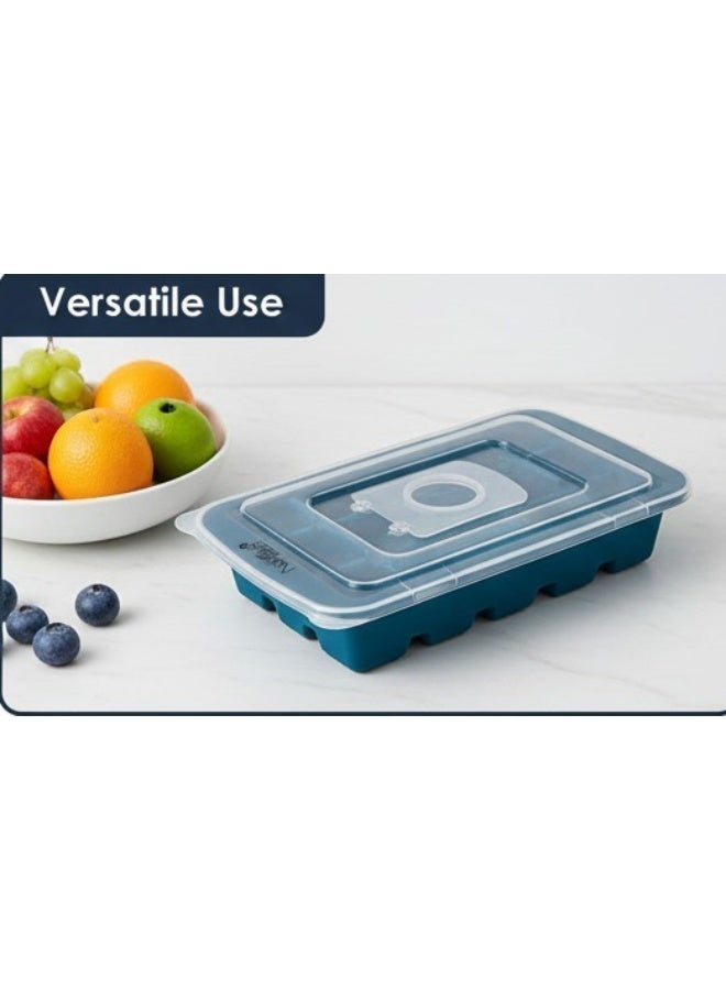 قالب مكعبات ثلج سيليكون مع غطاء - قالب تجميد مرن بـ 15 خانة للثلج والشوكولاتة والمشروبات - Image 2