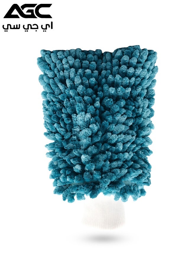 AGC Premium Double-Sided Chenille Microfiber Wash Mitt 24×17 cm, Ultra-Absorbent Scratch-Free Cleaning Glove with Elastic Wrist Cuff, Machine Washable Multi-Purpose Wash Mitt for Car, Bike, Boat, Home Cleaning - Image 1