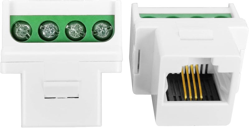 NECABLES حزمة 2 RJ11 جاك برغي CAT3 هاتف كاستان مع طرف برغي على لوحة تفكيك 4 براغي إلى RJ11 6P4C أنثوي أبيض - Image 2