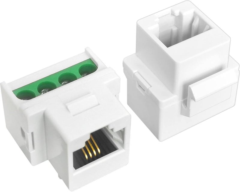 NECABLES حزمة 2 RJ11 جاك برغي CAT3 هاتف كاستان مع طرف برغي على لوحة تفكيك 4 براغي إلى RJ11 6P4C أنثوي أبيض - Image 1