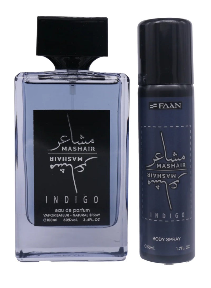 Faan Mashair Indigo Eau De Parfum For Men - 100 ML + Free Deo Spray Inside - Image 2