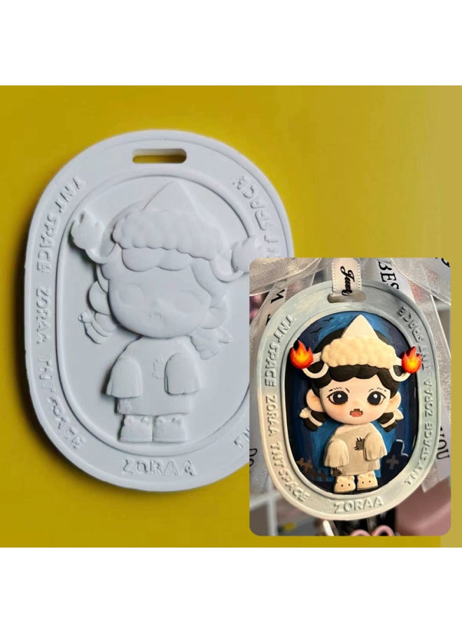 xozgdovg Liou Kulomi Gypsum Relief Painting Pendant Children's Handmade DIY Graffiti Doll Cinnamon Dog Aromatherapy Listing-Color:Naughty Ghost-1 White Embryo  - Image 1