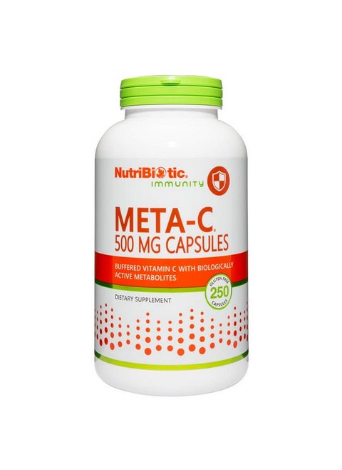 Metac Capsules 500 Mg Spirulinabound Vitamin C 250 Count ; Buffered With Calcium Biologically Active Spirulina Metabolites & Lemon Bioflavonoids ; Antioxidant & Collagen Support