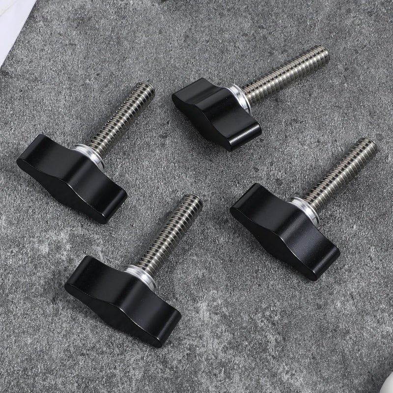 Eldraqth 4 Pcs 1/4"-20 x 1 Threaded Thumb Screw, Black Adjustable Tee Wing Aluminum Knob Stainless Steel Standard/Coarse Thread - Image 3
