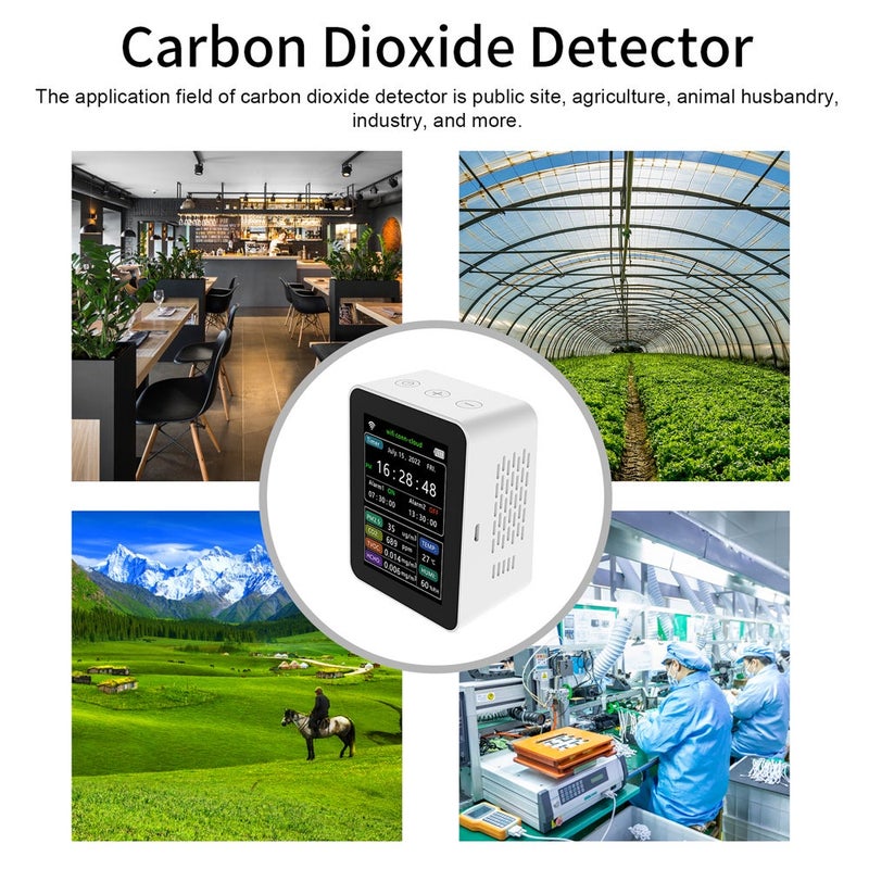 Air Quality Monitor: White, Portable, Large Display - Tuya WiFi Smart Detector with PM2.5, CO2, TVOC, HCHO, Temperature & Humidity - Image 2
