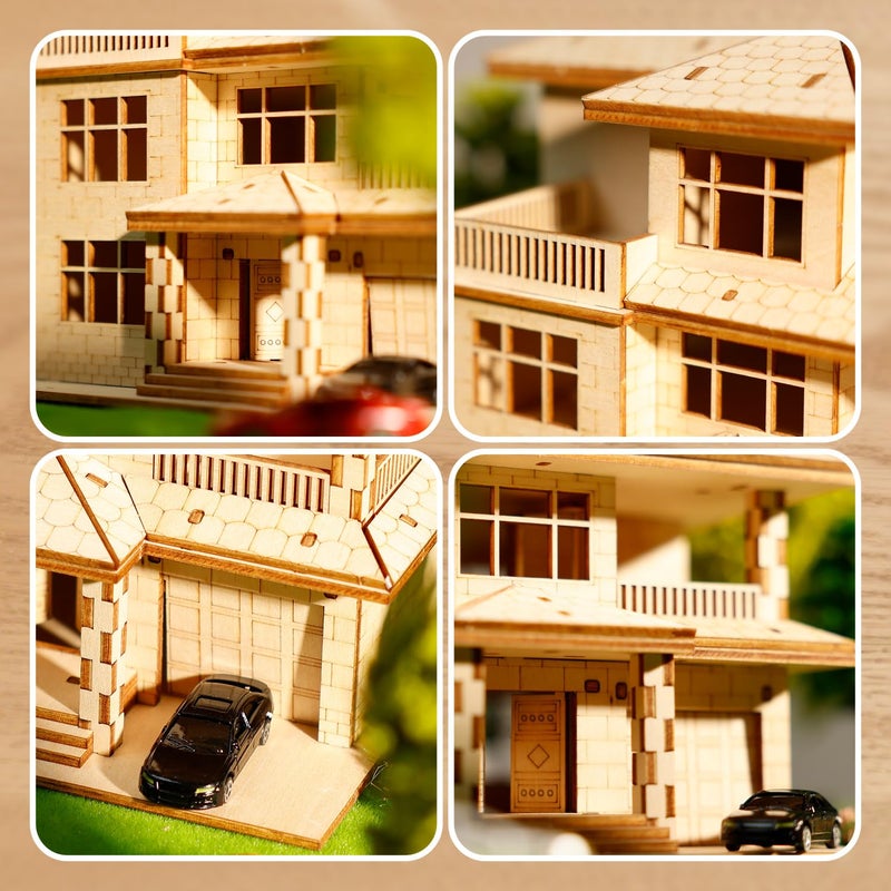 FOKKAH 3D Wooden Puzzles for Adults,DIY Color Modern Villa Wooden Model Kits,Creative Art Ornaments,Gift on Birthday - Image 5