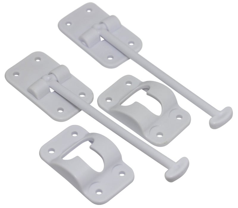 H. Bowes 2 Pack: RV T-Style Door Holder Catch 6" for Latch Holder Camper Trailer Cargo Hatch White