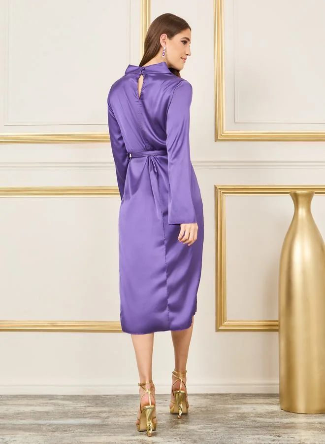 Styli Satin Asymmetric Dress