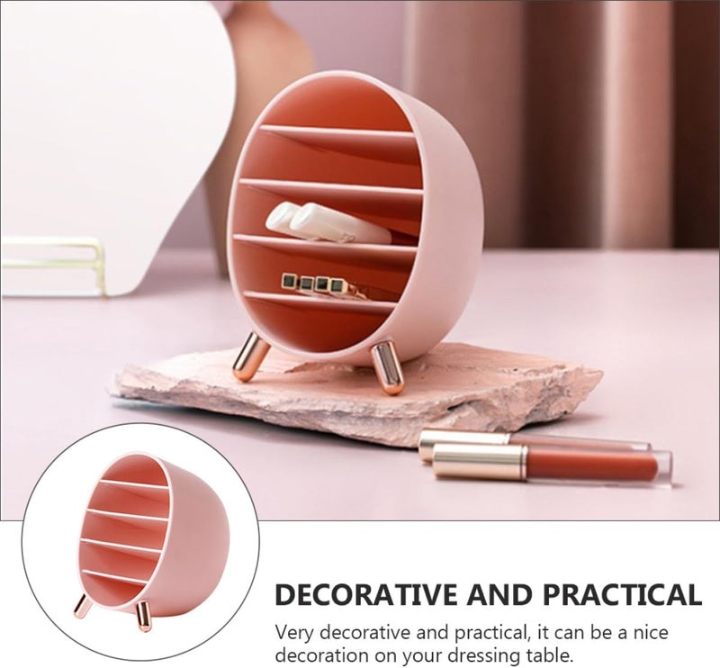 TIDTALEO Cosmetic Storage Box Makeup Organizer with Eyeliner and Lipstick Holders Pink Plastic Dressing Table Organizer for Home Vanity and Skincare Accessories - Image 5