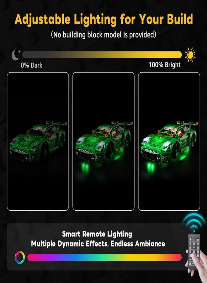 Kyglaring طقم إضاءة Kyglaring متوافق مع مكعبات بناء سيارة السباق Lego Porsche 911 GT3 R Rexy AO رقم 42224، جهاز تحكم عن بعد مطور، الإضاءة فقط، مجموعة النموذج غير متضمنة - Image 3