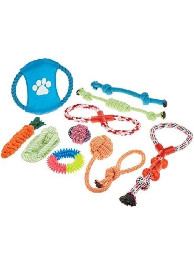 Queens 10 Pcs Pet Puppy Toys Gift Set Ball Rope and Chew Squeaky for Dog Cat - Image 2