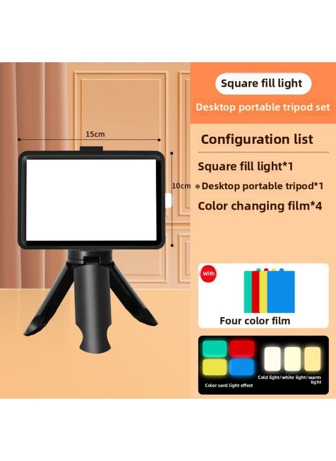 General - Fill Light Photography Live Broadcast Small Desktop Food Lighting Portable Live Studio Photography Soft Light Square Light Shooting-Light Source Color:Anchor Recommend 【large Panel Square Light】 (we - Image 1
