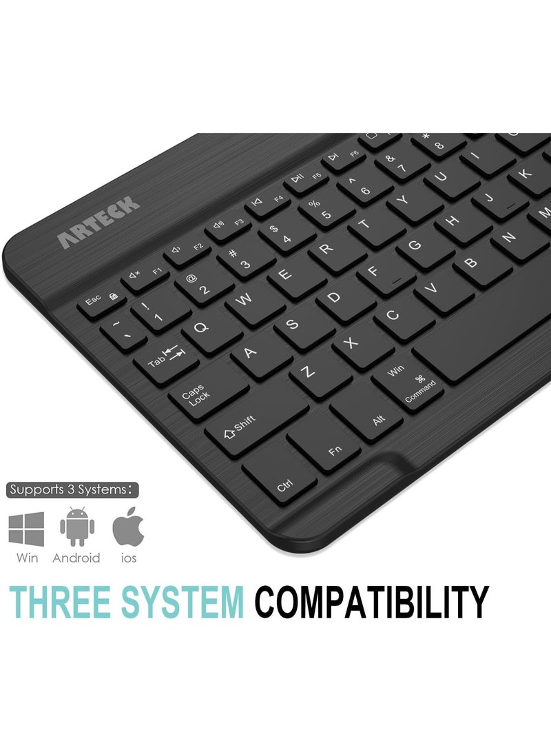 آرتيك لوحة مفاتيح لاسلكية محمولة خفيفة الوزن للغاية بإضاءة خلفية 7 ألوان بتقنية بلوتوث 3.0 لأجهزة iOS وiPad Pro وAir وMini وAndroid وأجهزة الكمبيوتر اللوحية وأجهزة الكمبيوتر الشخصية والهواتف الذكية مزودة ببطارية قابلة لإعادة الشحن لمدة 6 أشهر - Image 3