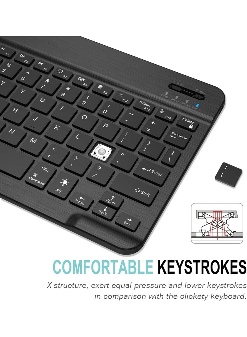 آرتيك لوحة مفاتيح لاسلكية محمولة خفيفة الوزن للغاية بإضاءة خلفية 7 ألوان بتقنية بلوتوث 3.0 لأجهزة iOS وiPad Pro وAir وMini وAndroid وأجهزة الكمبيوتر اللوحية وأجهزة الكمبيوتر الشخصية والهواتف الذكية مزودة ببطارية قابلة لإعادة الشحن لمدة 6 أشهر - Image 4