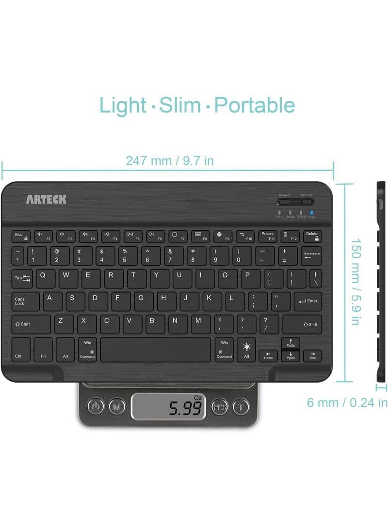 آرتيك لوحة مفاتيح لاسلكية محمولة خفيفة الوزن للغاية بإضاءة خلفية 7 ألوان بتقنية بلوتوث 3.0 لأجهزة iOS وiPad Pro وAir وMini وAndroid وأجهزة الكمبيوتر اللوحية وأجهزة الكمبيوتر الشخصية والهواتف الذكية مزودة ببطارية قابلة لإعادة الشحن لمدة 6 أشهر - Image 5