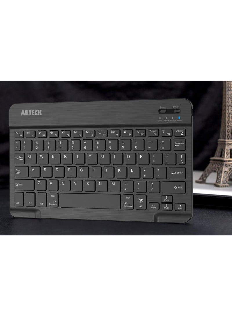 آرتيك لوحة مفاتيح لاسلكية محمولة خفيفة الوزن للغاية بإضاءة خلفية 7 ألوان بتقنية بلوتوث 3.0 لأجهزة iOS وiPad Pro وAir وMini وAndroid وأجهزة الكمبيوتر اللوحية وأجهزة الكمبيوتر الشخصية والهواتف الذكية مزودة ببطارية قابلة لإعادة الشحن لمدة 6 أشهر - Image 2