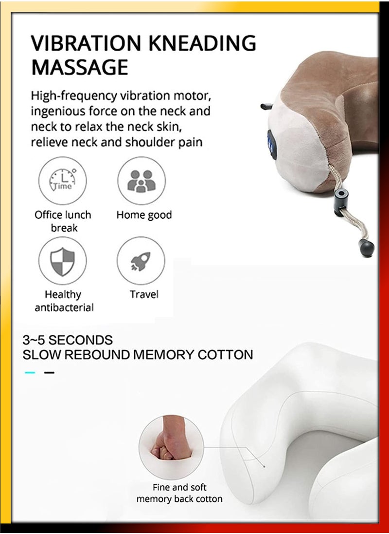 DBLEW Electric Rechargeable U Shape Potable Shiatsu Pillow Massager Cervical Neck And Shoulder Kneading Vibrating Massage Pain Relief For Airplane Flight Travel Train Travelling Car Home Office Relaxation  - Image 2