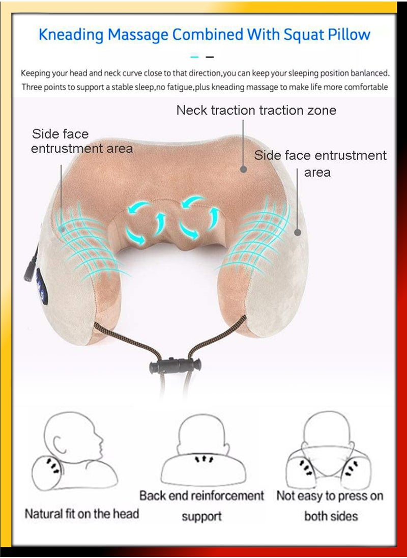 DBLEW Electric Rechargeable U Shape Potable Shiatsu Pillow Massager Cervical Neck And Shoulder Kneading Vibrating Massage Pain Relief For Airplane Flight Travel Train Travelling Car Home Office Relaxation  - Image 5