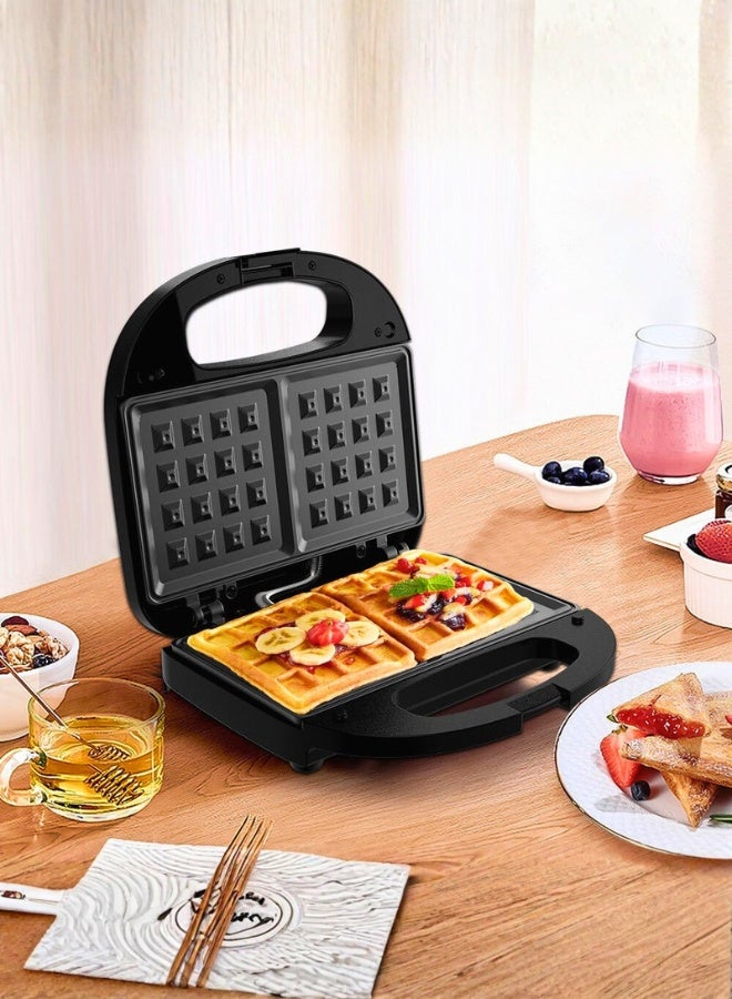 TRADEGATE Electric Waffle Maker 750W with Dual Non-Stick Plates – Double Sided Heating Belgian Waffle Iron	Compact Portable Waffle Baker with Indicator Lights for Home Breakfast - Image 4