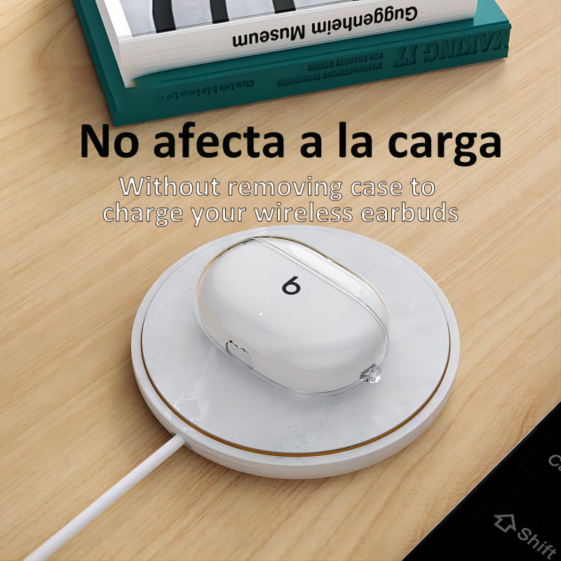 USTIYA Case for Beats Studio Buds+ 2023/Beats Studio Buds 2021 Protective Cover Transparent Key Chain Strap Protection Wireless Charging (Clear) - Image 3