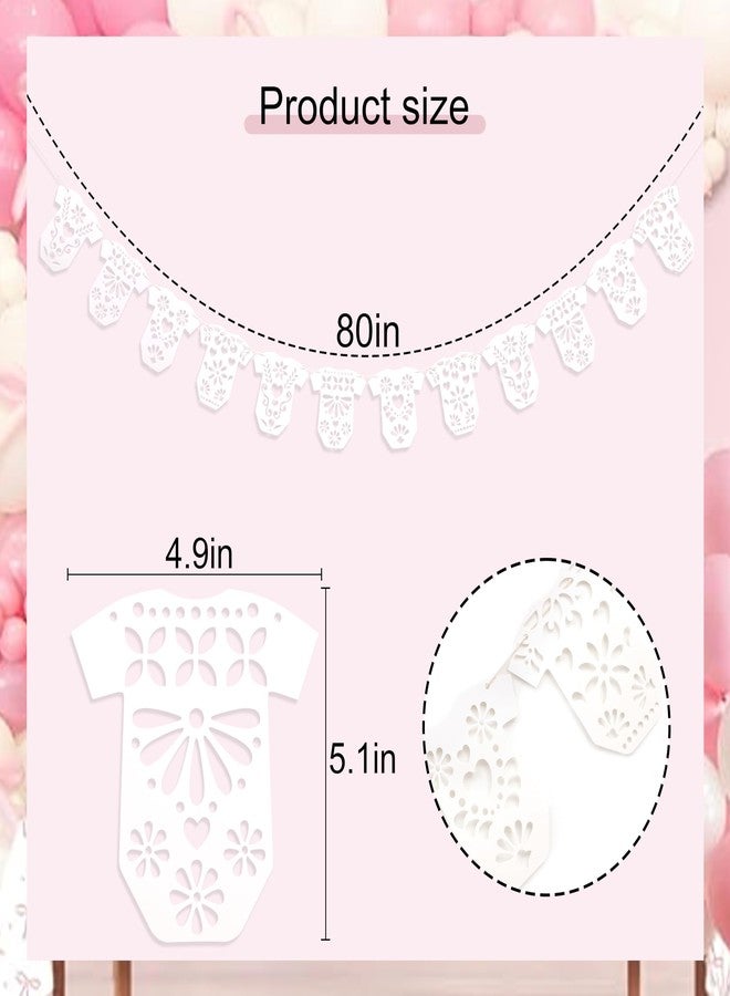 Agkvw Papel Picado Baby Shower Garland - Lace Baby Onesie Banner, Fiesta Garland Decorations for Gender Neutral Party, Baby Shower Party Decor - Image 2