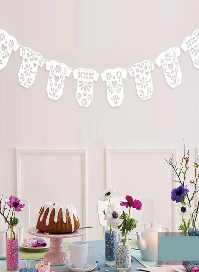 Agkvw Papel Picado Baby Shower Garland - Lace Baby Onesie Banner, Fiesta Garland Decorations for Gender Neutral Party, Baby Shower Party Decor - Image 4