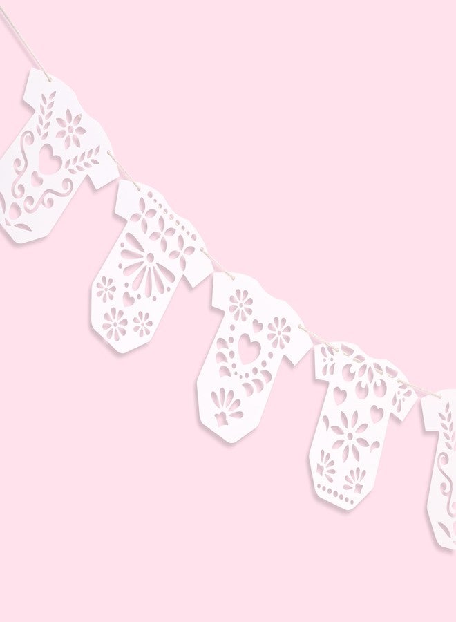 Agkvw Papel Picado Baby Shower Garland - Lace Baby Onesie Banner, Fiesta Garland Decorations for Gender Neutral Party, Baby Shower Party Decor - Image 1