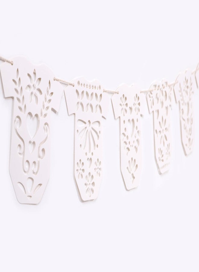 Agkvw Papel Picado Baby Shower Garland - Lace Baby Onesie Banner, Fiesta Garland Decorations for Gender Neutral Party, Baby Shower Party Decor - Image 3
