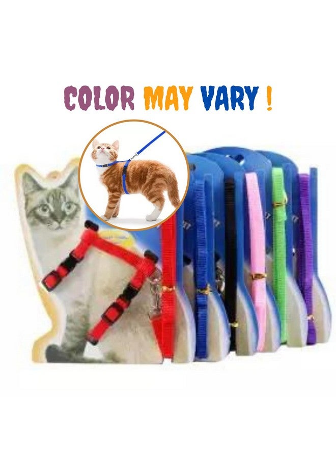 طقم حزام وحزام جسم قابل للتعديل من النايلون للقطط - (حزام قطط) (قد يختلف اللون) | مناسب للجراء والقطط والقطط الصغيرة - Image 3