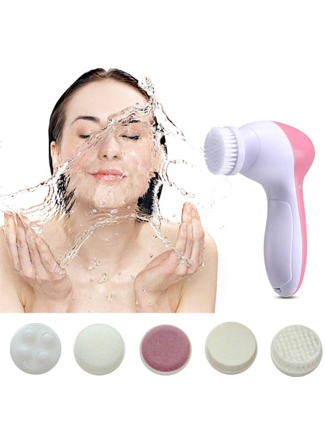 Five-In-One Electric Face Washing Brush Pink/White - Image 4