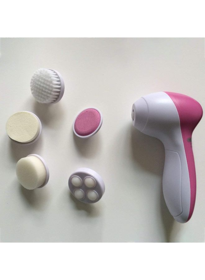 Five-In-One Electric Face Washing Brush Pink/White - Image 5