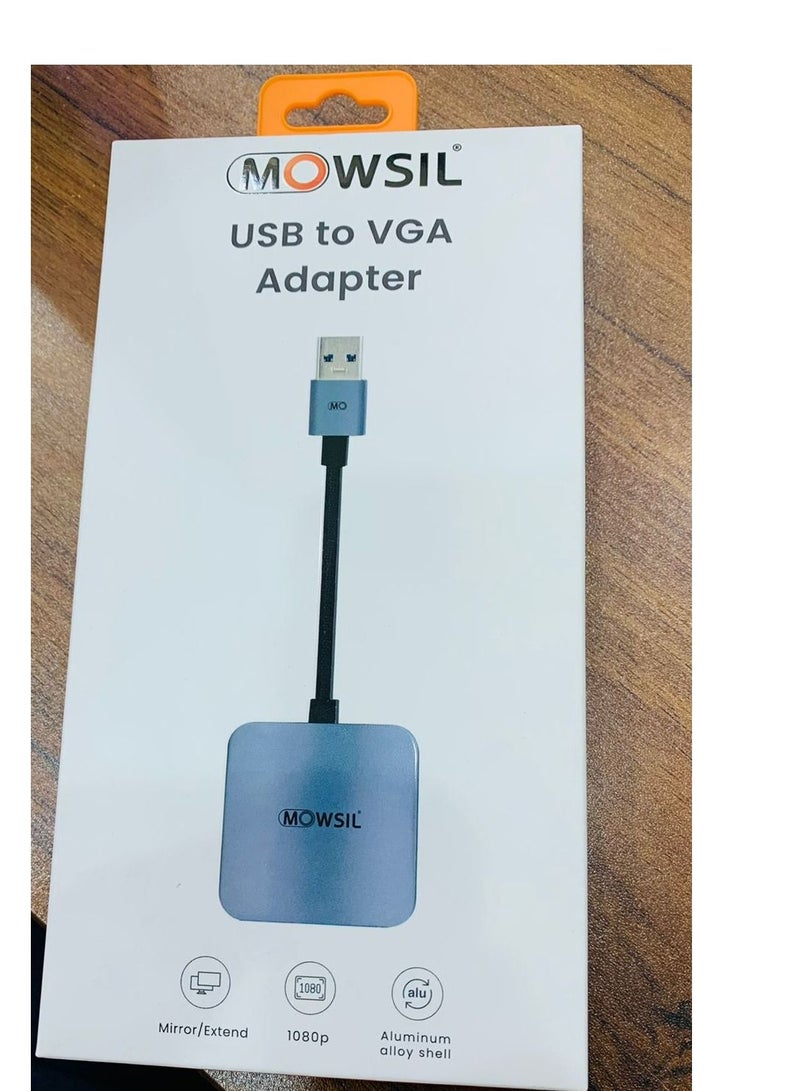MOWSIL USB TO VGA CONVERTER (Adapter) for Windows 7 to 11, MAC OS X 10.2 (And above) - Image 1