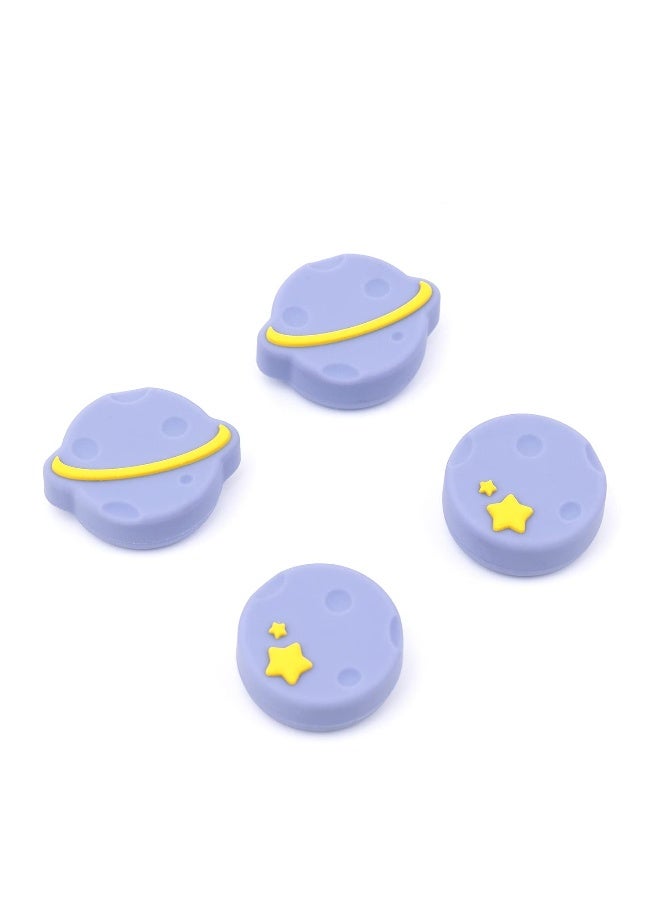 أغطية قبضة الإبهام لجهاز نينتندو سويتش، OLED وسويتش لايت - أغطية عصا تحكم متينة من السيليكون الناعم (4 قطع) بتصميم كوكب سعيد باللون الأرجواني - Image 1